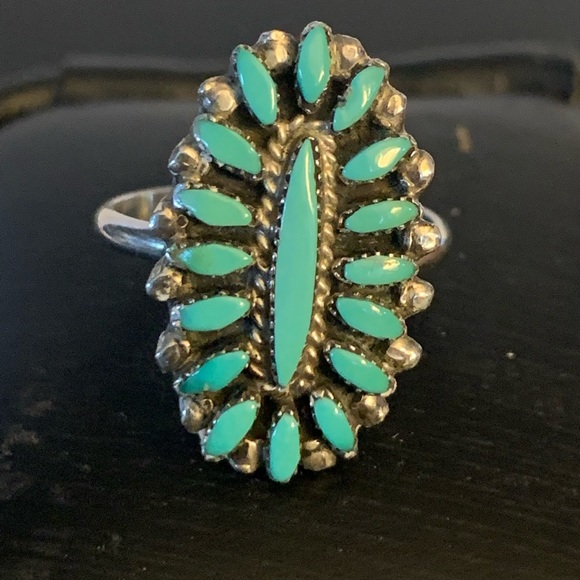 Zuni Petite Point Sterling Silver & Turquoise Ring Size 6 Sleeping Beauty. - Picture 11 of 11